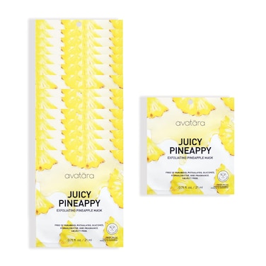 Avatara Juicy Pineappy Exfoliating Facial Mask 15 Sheets Beauty and Skincare Sheet Masks Pineapple Extracts and Clean Ingredients for Gently Removing Old Skin Cells for a Refreshed Look 15 Pack