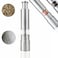Thumb Pepper Grinder Push Button Salt and Spices Pepper Fine Mill One Hand Pepper Stainless Steel Grinder for Grains Spices Table Seasoning Grinders