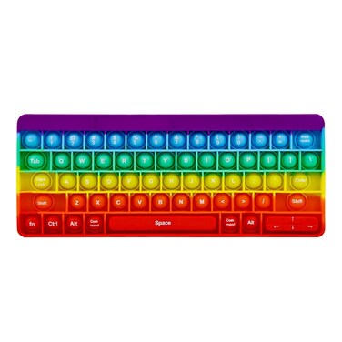 Push Toy Pop Bubble Fidget Sensory Toys Push It Pop Fidget Toys Rainbow Keyboard Shape Pop Silicone Popper Toy Anxiety Stress Reliever Relief Autism Learning Materials Game Gift for Kids Rainbow