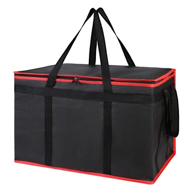 Bodaon Insulated Food Delivery Bag for Hot and Cold Meal XXXLarge Grocery Tote Insulation Bag for CateringDoordash Pizza Warmer Grocery Bags Cooler Bag food warmers for parties BlackRed 1Pk