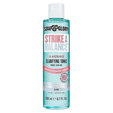 Soap  Glory Strike A Balance Niacinamide Clarifying Skin Toner  Facial Toner for Rebalanced  Refreshed Skin  5 Niacinamide Toner with Cimicifuga Root  Exfoliating Face Toner 200ml