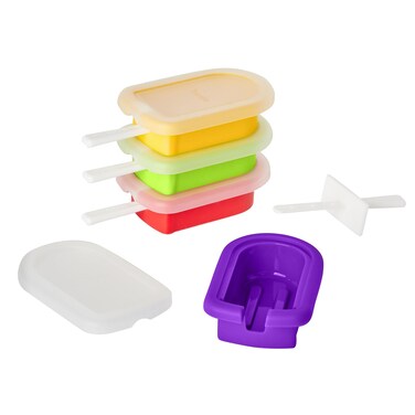 Tovolo Silicone Popsicle Molds with Sticks 4Pack Classic  Reusable Ice Pop Molds for Homemade Flavored Ice Pops  Frozen Snacks  Stackable Popsicle Maker with Lid Dishwasher Safe  BPAFree