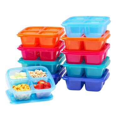 Bentgo Easyboxes 4Compartment Snack Containers  20Piece Set with 10 Trays  10 CustomFit Lids to Seal in Freshness  Reusable Food Storage  Meal Prep Bento BPAFree Containers Jewel Brights
