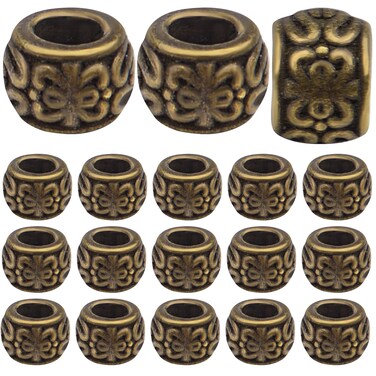 100pcs Antique Bronze Rondelle Spacer Beads European Large Hole Beads Vintage Tube Loose Spacer Beads for DIY Bracelet Jewelry Making 8 x 55 mm Hole 43 mm