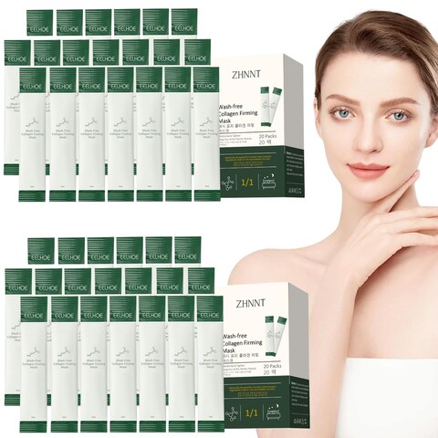 zhnnt 40 Pack Collagen Firming Face MaskWashFree Firming AntiAgeing Moisturising Face MaskSmooth  Tight SkinFacial Masks For Both Men And Women Of All Skin Types