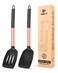 Pack of 2 Silicone Solid TurnerNon Stick Slotted Kitchen SpatulasHigh Heat Resistant BPA Free Cooking UtensilsIdeal Cookware for FishEggsPancakes ROSE GOLD BLACK
