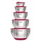 Viking Culinary Stainless Steel Mixing Bowl Set 10 piece Nonslip Silicone Base Includes Airtight Lids Dishwasher Safe Red