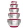 Viking Culinary Stainless Steel Mixing Bowl Set 10 piece Nonslip Silicone Base Includes Airtight Lids Dishwasher Safe Red