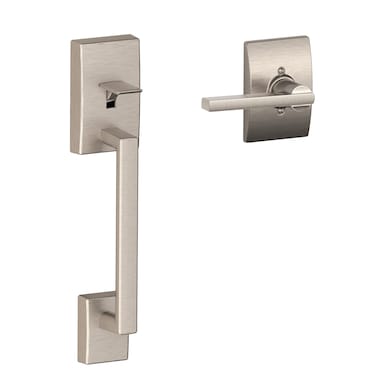 Schlage FE285 CEN 619 LAT CEN Century Front Entry Handleset with Latitude Lever Lower Half Grip Satin Nickel