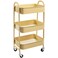 AGTEK Makeup Cart Movable Rolling Organizer Cart Khaki Yellow 3 Tier Metal Utility Cart