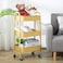 AGTEK Makeup Cart Movable Rolling Organizer Cart Khaki Yellow 3 Tier Metal Utility Cart