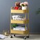 AGTEK Makeup Cart Movable Rolling Organizer Cart Khaki Yellow 3 Tier Metal Utility Cart