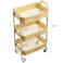 AGTEK Makeup Cart Movable Rolling Organizer Cart Khaki Yellow 3 Tier Metal Utility Cart