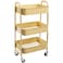 AGTEK Makeup Cart Movable Rolling Organizer Cart Khaki Yellow 3 Tier Metal Utility Cart