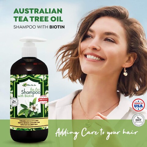 Vita A to Zee Tea Tree Oil Shampoo with Biotin 169 Fl Oz  Professional Formula for Dandruff Itchy and Dry Scalp  Moisturizing Damaged Hair  Anti Hair Loss with DHT Blockers for Men and Women