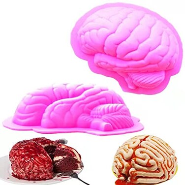 Xianglangsuccess Halloween brain shaped zombie baking mold silicone cake candy soap pudding chocolate mold decoration