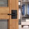 Kwikset Halifax Dummy Door Handle Single Sided Lever for Closets French Double Doors and Pantry Matte Black NonTurning Reversible Interior PushPull Lever with Microban Protection