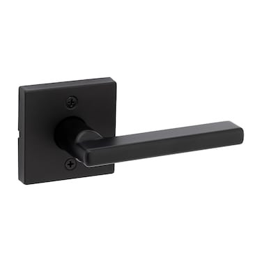 Kwikset Halifax Dummy Door Handle Single Sided Lever for Closets French Double Doors and Pantry Matte Black NonTurning Reversible Interior PushPull Lever with Microban Protection