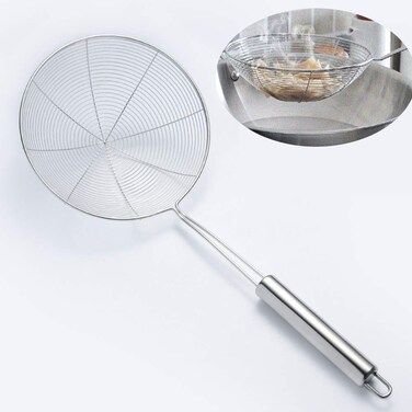 GBSTORE 55 inch kitchen stainless steel spider mesh strainer skimmer for noodle French fries etc 1Pcs