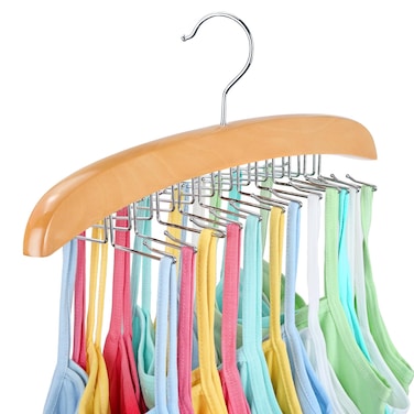 Resovo Tank Top Hanger with Premium Wood 24 Large Capacity Space Saving360 Degree Rotating Foldable Metal Hooks Tank Tops