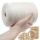 VENROII Macrame Cord 3mm x 328Yards 100 Natural Cotton Macrame Rope String with Wooden Rings 4 Strand Twisted Soft Undyed Cotton Rope for Wall HangingPlant HangerTable RunnerDecorative Projects