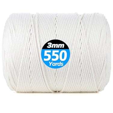 VENROII Macrame Cord 3mm x 328Yards 100 Natural Cotton Macrame Rope String with Wooden Rings 4 Strand Twisted Soft Undyed Cotton Rope for Wall HangingPlant HangerTable RunnerDecorative Projects