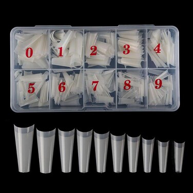 Natural Coffin Acrylic Nails Coffin Ballerina Nail Tips Half Cover Nails Long Acrylic False Fake Nail Artificial 10 Size 500pcs with BoxNatural