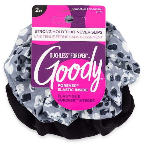 Goody Forever Scrunchies  Black Dots  PainFree Hair Accessories for Men Women Boys  Girls  Style With Ease  Keep Your Hair Secured for All Day Comfort  For All Hair Types 2 Count Pack of 1