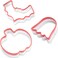 COOKIEQUE 3 Pcs Halloween Cookie Cutters  Pumpkin Ghost and Bat FoodGrade Stainless Steel Sandwich Cutters Biscuit Cutter Holiday Cookie Cutters Unique Design with Protective Red Top PVC