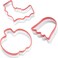 COOKIEQUE 3 Pcs Halloween Cookie Cutters  Pumpkin Ghost and Bat FoodGrade Stainless Steel Sandwich Cutters Biscuit Cutter Holiday Cookie Cutters Unique Design with Protective Red Top PVC