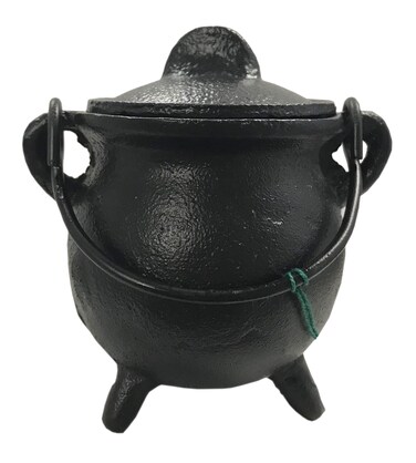 Crystalo  Plain Cast Iron Cauldron with Lid Size25 D 425 H