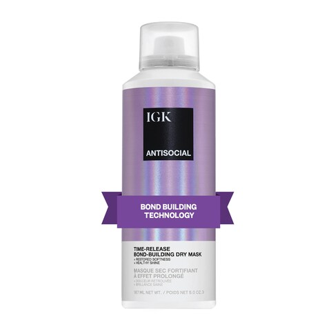 IGK ANTISOCIAL BondBuilding Dry Hair Mask overnight dry hair mask for damaged hair revive healthy hair hair treatment product for hair breakage vegan protein treatment 5 Oz