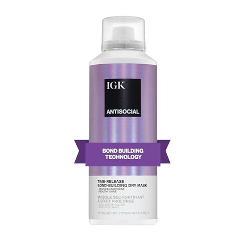 IGK ANTISOCIAL BondBuilding Dry Hair Mask overnight dry hair mask for damaged hair revive healthy hair hair treatment product for hair breakage vegan protein treatment 5 Oz
