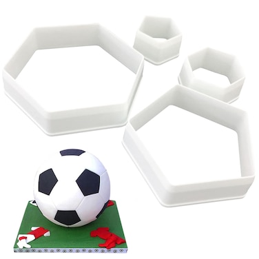 4Pcs Soccer Cookie Cutter Set Hexagon Cookie Cutter Plastic Soccer Cookie Cutters Shapes Football Biscuit Cutters for Baking Mould Cake Decorations