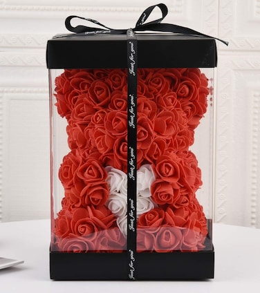 Rose Bear  Valentines Day Gifts for Her Rose Teddy Bear for Mothers Day Anniversary Birthday Flower Bear with Gift Box 10 Tall for Mom Grandma Girlfriend Women red