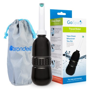 Brondell GS70BLK GoSpa Essential Portable Bidet for Everyday Use Camping Hiking and Outdoor Activities Compact and Discreet Includes Travel Bag 400mL Midnight
