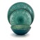 Elama Round Stoneware Embossed Dinnerware Dish Set 16 Piece Ocean Teal and Green