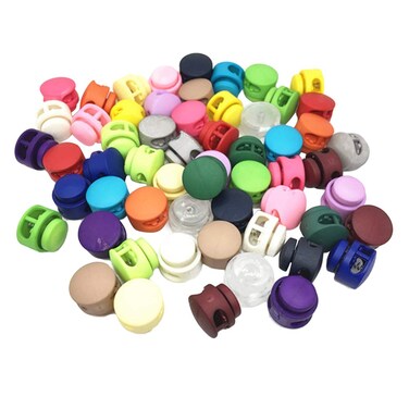 Healifty 100PCS Plastic Toggle Single Hole Spring Loaded Elastic Drawstring Rope Cord Locks Clip Ends Round Ball Shape Luggage Lanyard Stopper for Camping Hiking