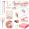Rose Gold Office Supplies and Accessories Acrylic Stapler Staple Remover Tape Holder Ballpoint Pen Scissor Binder Clips Staples Phone Holder Ruler Transparent Glue and 300 Notes
