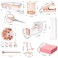 Rose Gold Office Supplies and Accessories Acrylic Stapler Staple Remover Tape Holder Ballpoint Pen Scissor Binder Clips Staples Phone Holder Ruler Transparent Glue and 300 Notes