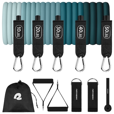 Retrospec Train Resistance Bands Workout Bands wHandles Door Anchor Carry Bag for Women  Men Undertow Set 5pc