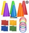 OOTSR 24 Pack Conehole Bean Bags Ring Toss Game Set  Carnival Combo Set Birthday Party Outdoor Games Supplies Plastic Cone Set for Family Garden Game