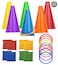 OOTSR 24 Pack Conehole Bean Bags Ring Toss Game Set  Carnival Combo Set Birthday Party Outdoor Games Supplies Plastic Cone Set for Family Garden Game
