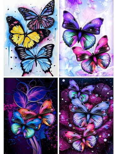 KISSBUTY 4 Pack 5D Full Drill Diamond Painting Kit DIY Butterfly Diamond Rhinestone Painting Kits for Adults and Beginner Butterflies Diamond Arts Craft Decor 138 X 98 Inch