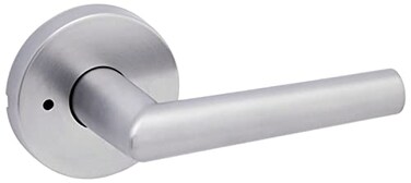 Kwikset 730MILRDT26D Milan Lever with Round Rose Privacy Door Lock with 6AL Latch and RCS Strike Satin Chrome Finish