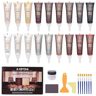 Wood Furniture Repair Kit  18 Colors Wood Filler Hardwood Laminate Vinyl Floor Repair Kit Wood Putty Cabinet Touch Up Kit  Cover Scratches Stains Holes for Table Door Veneer Cherry Walnut
