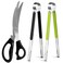 Kitchen Scissors Korean Barbecue Scissors and Tongs Set Kitchen Shears and Tongs for Cutting Meat Chicken Vegetables Stainless Steel Multipurpose Nonslip Serrated Sharp BBQ Scissors BBQ Tongs