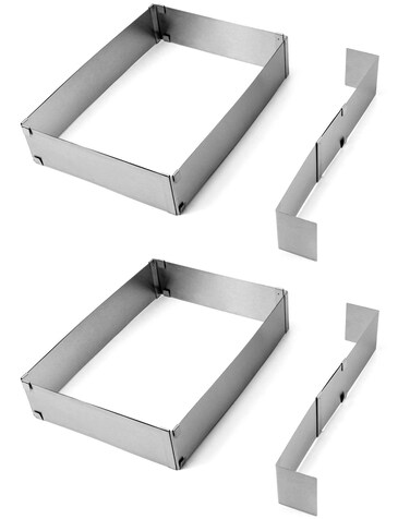 QWORK Stainless Steel Sheet Pan Extender Adjustable Cake Mold Ring Half Size Square2 Pack