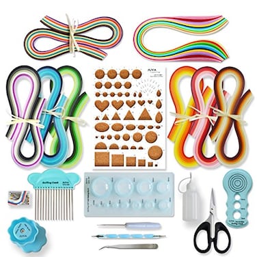JUYA Paper Quilling Kit with Blue Tools 960 Strips Board Mould Crimper Coach Comb Paper Width 3mm