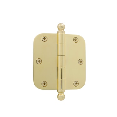 Grandeur Hardware 809001 35 Ball Tip Residential Hinge with 58 Radius Corners 35 x 35 Unlacquered Brass